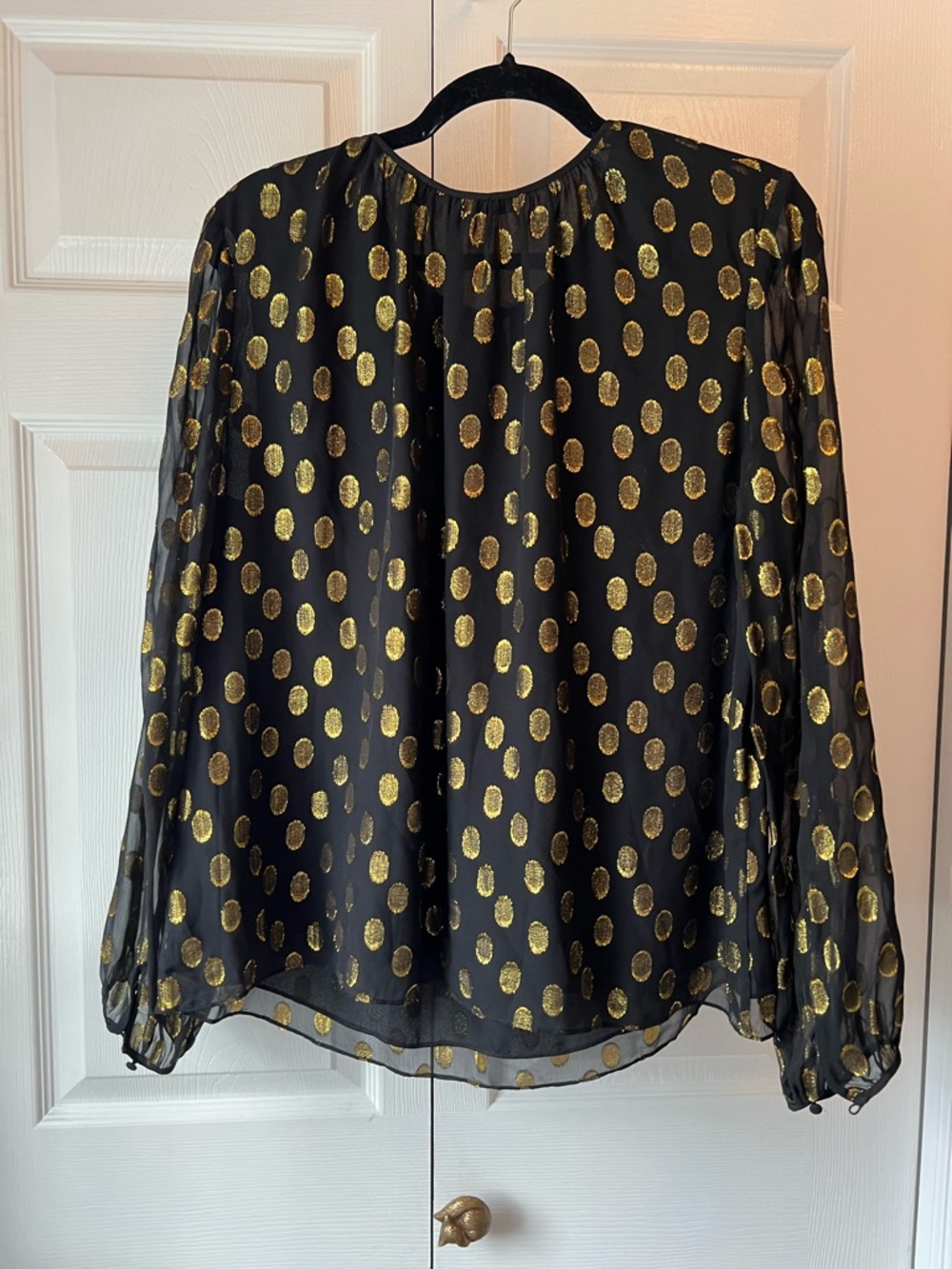 Boden Black Blouse with Gold Polka Dots - Picture 6 of 6